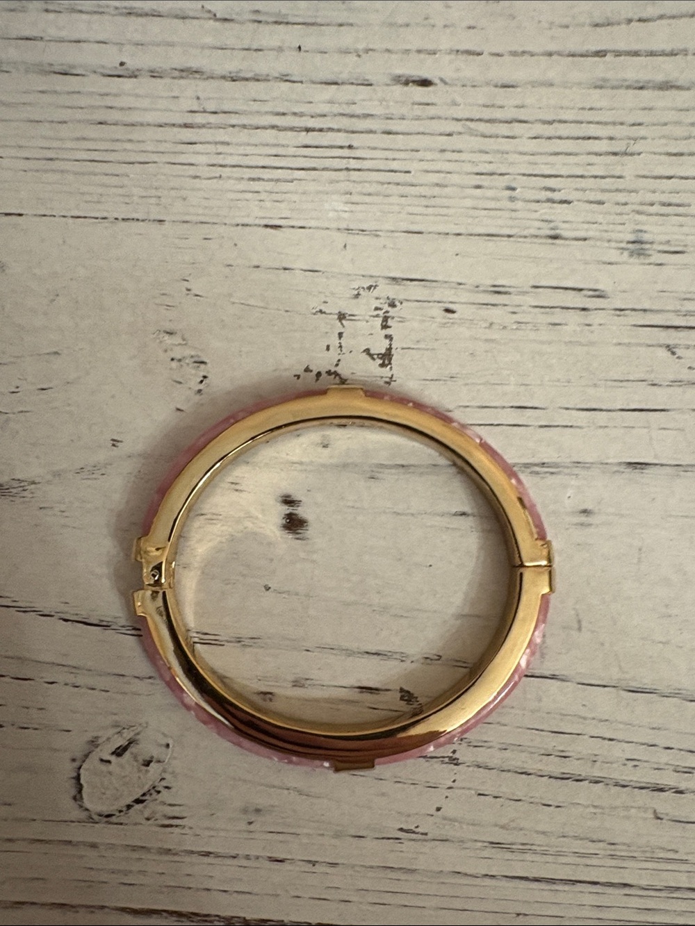 Talbots Pink  and Gold-Tone Hinged Bangle Bracelet - Picture 3 of 10